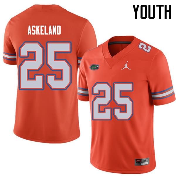 NCAA Florida Gators Erik Askeland Youth #25 Jordan Brand Orange Stitched Authentic College Football Jersey MWR3664YC